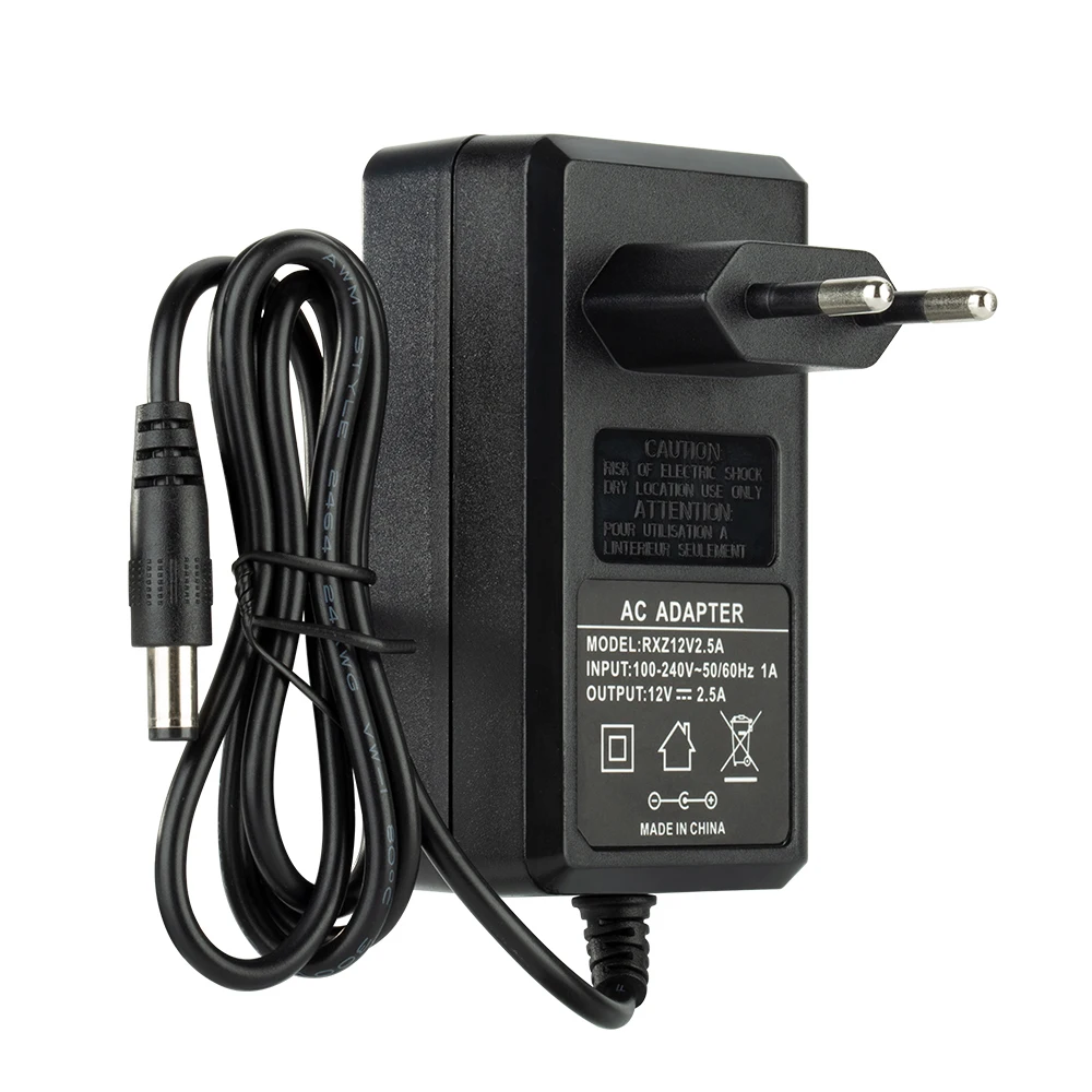 Adaptador Conversor, Fonte de Energia, 1M, UE, Reino Unido, AU, EUA, DC 12V, 2.5A, AC 100-240V, 50Hz, Plugue para Câmera de CCTV, 60Hz, 1000mA