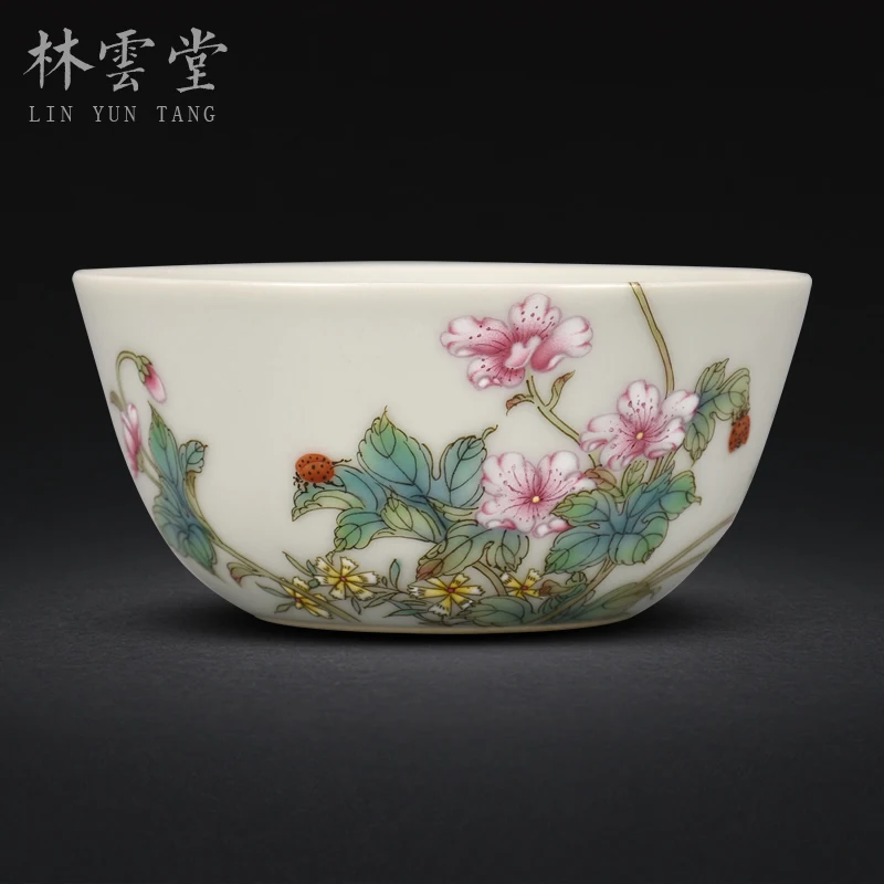 hand-painted insects and plants pastel master cup single cup jingdezhen ceramics by hand kung fu tea sample tea cup