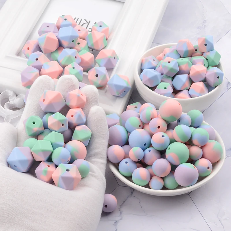 LOFCA Round 40pcs Loose Silicone Beads 9mm Baby Teething Necklace Food Grade Teether BPA Free Jewelry Baby Teether Toy Pacifier