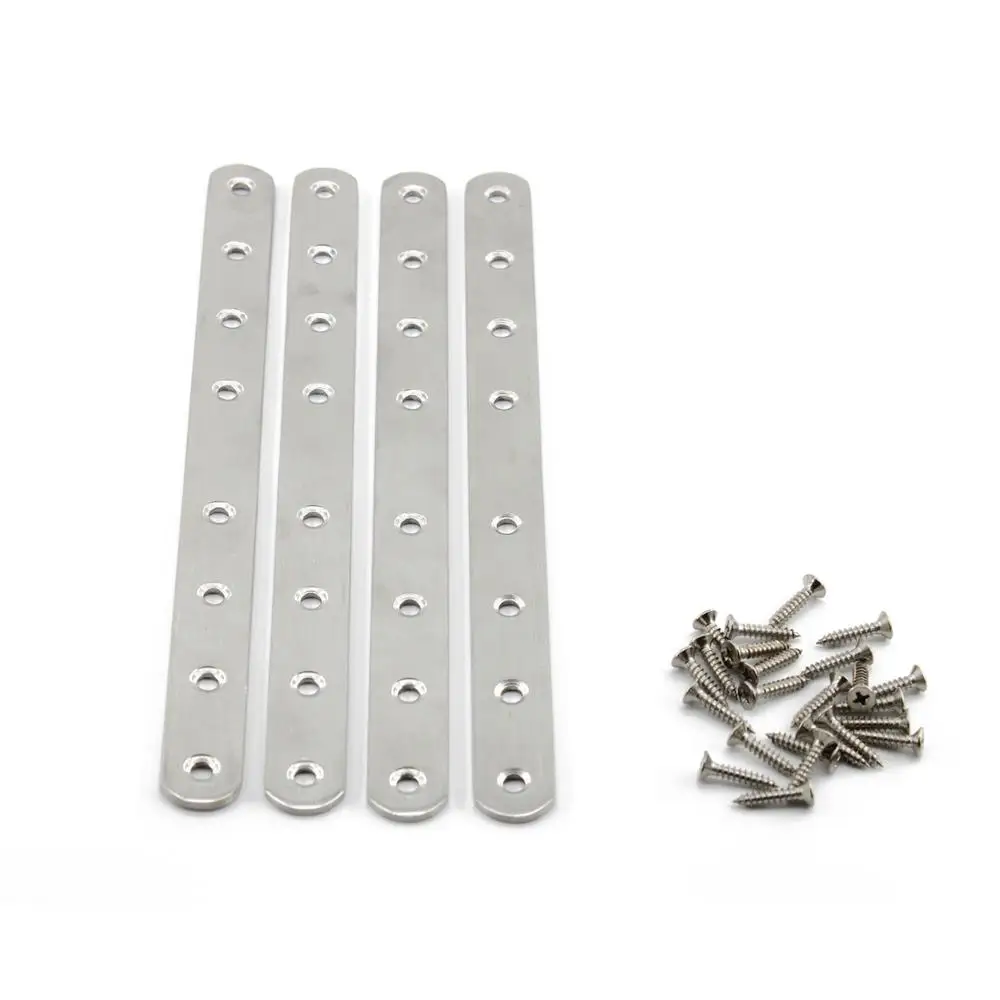 

4pcs Flat Mending Plate for Wood,Stainless Steel Straight Brackets Repair Fixing Wood Brace Joining Plates Connector with Screws