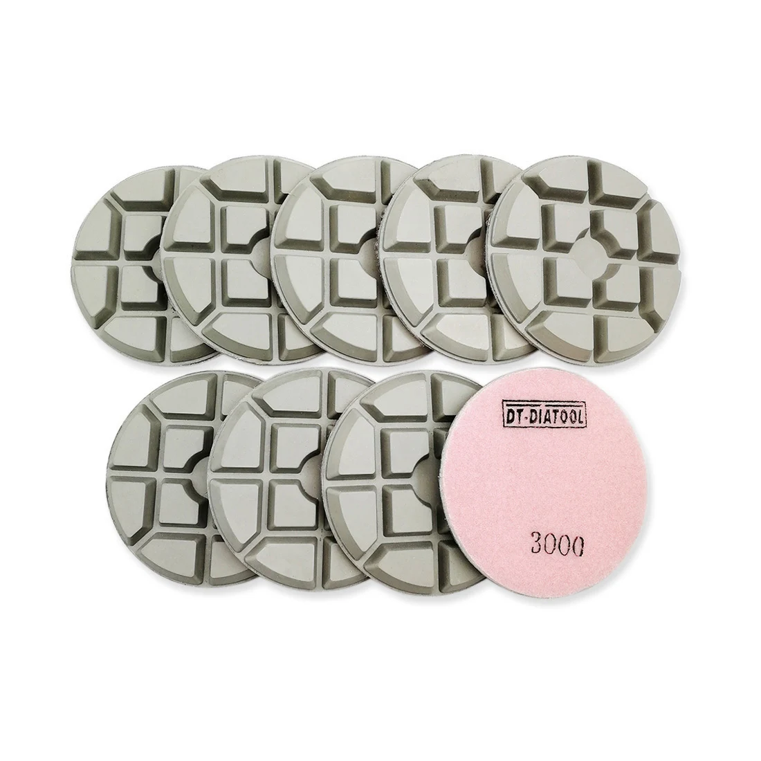 DT-DIATOOL 9 Pcs Dia 100 Mm/4 Inch Grit #3000 Diamond Polishing Pads Resin Bond Beton Amplas Cakram untuk Memperbaiki Lantai Beton