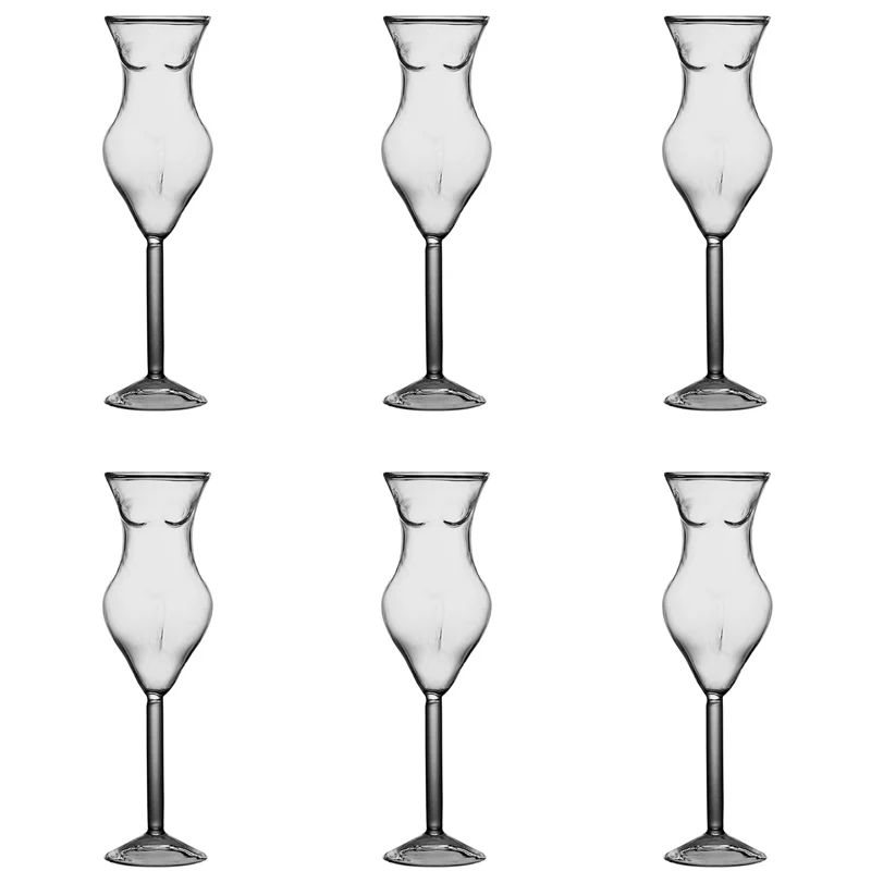 6Pcs Creative Cocktail Glass Cup Human Body Shape Bottles Whiskey Beer Glass Wine Glass Cup for Bar Ktv Club Party Decor