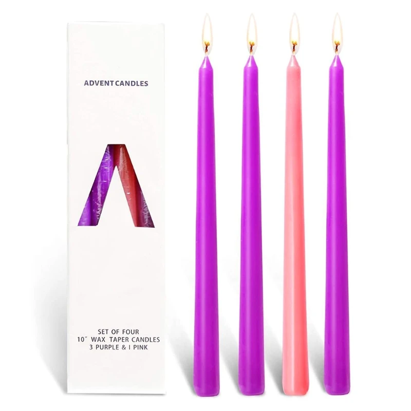 Tall Taper Candles 4 pcs Unscented Advent Taper Candle, Holidays, Church, Celebration, Party, Home Décor & More