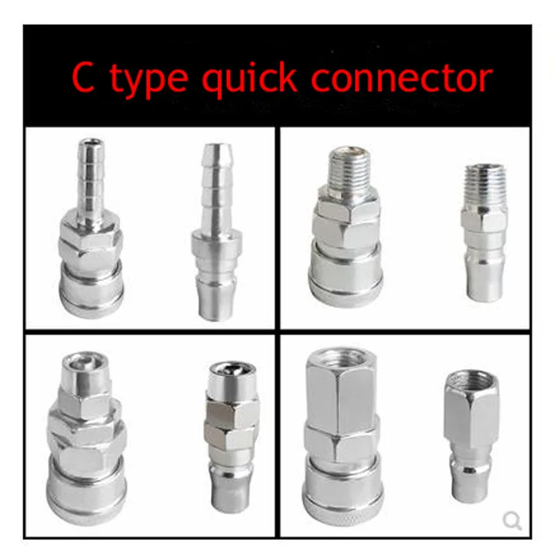 C-type Self-locking Quick Coupling Pneumatic Air Compressor Pump Hose Oxygen PU Tracheal Tool Male And Female Quick Plug