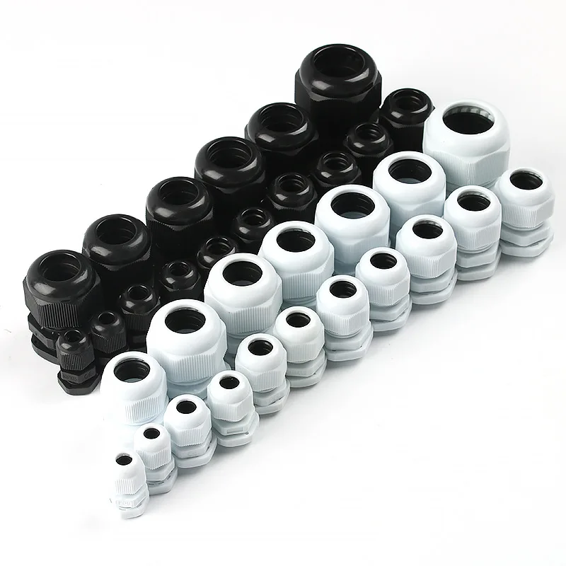 100pcs PG7 PG9  Waterproof Cable Gland Cable Entry IP68 White Black Nylon Plastic Connector