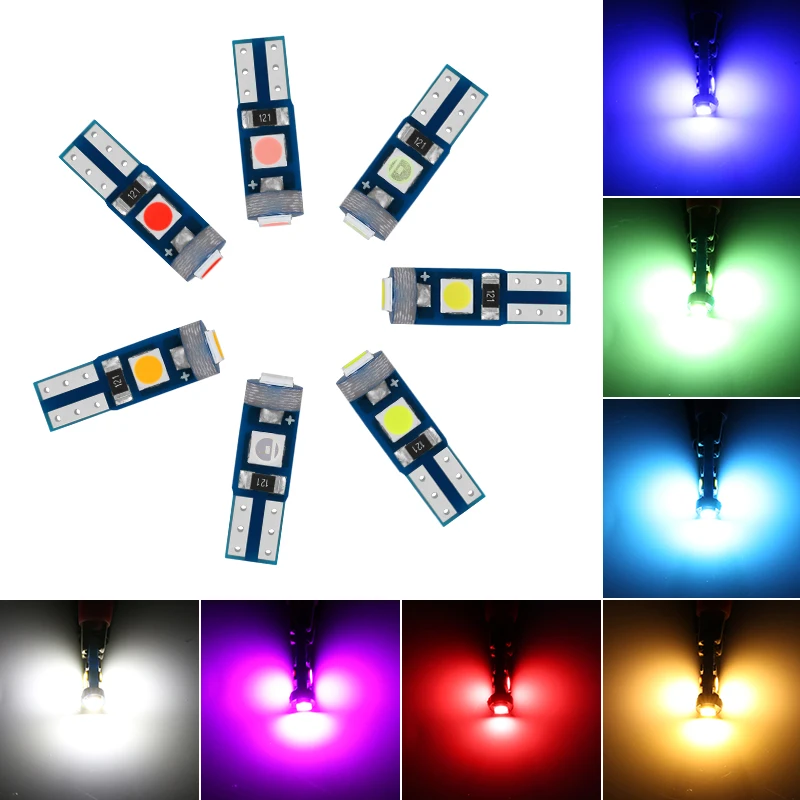 

Светодиодная лампа Т5 3030 3smd W3W W1.2W Canbus, 10 шт., светодиодные лампы для салона автомобиля, индикатор подогрева приборной панели, клиновидный индикатор, лампа для приборной панели 12 В