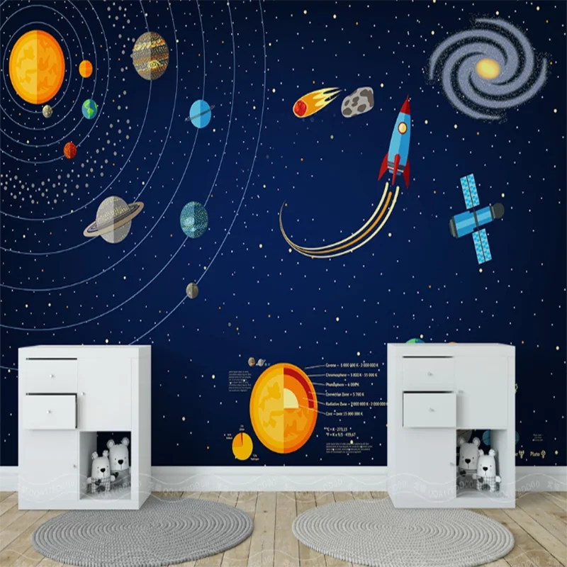 

Custom Mural Wallpaper Hand Painted Space Universe Children's Room Background Wall Painting