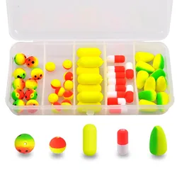 50Pcs Fishing Rig Floats Foam Pompano Fishing Bobbers Rigs Snell Floats Fishing Buoy Tackle Accessories Making Kit