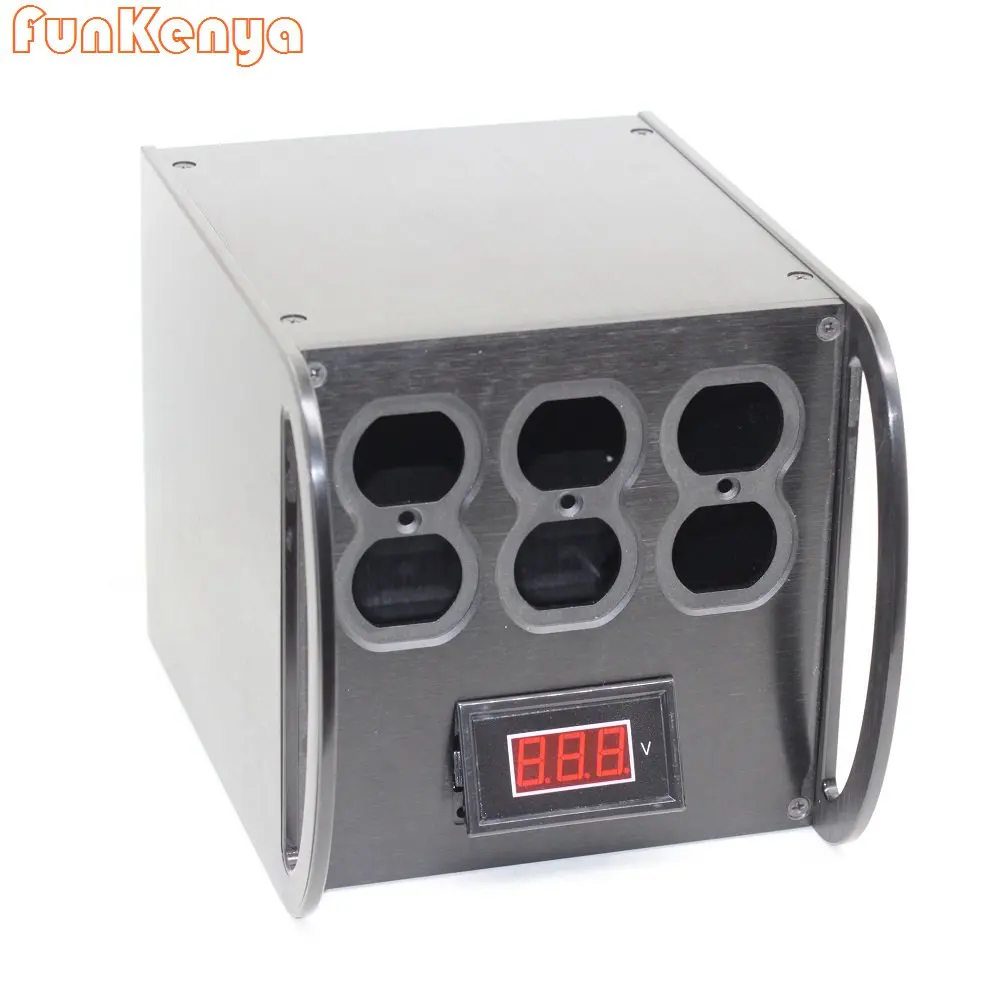 W180 H245 D180 VU Meter Isolated Aluminum Case For 500W Trasnformer DIY Power Box CNC Handle US Plug Amplifier Supply Chassis