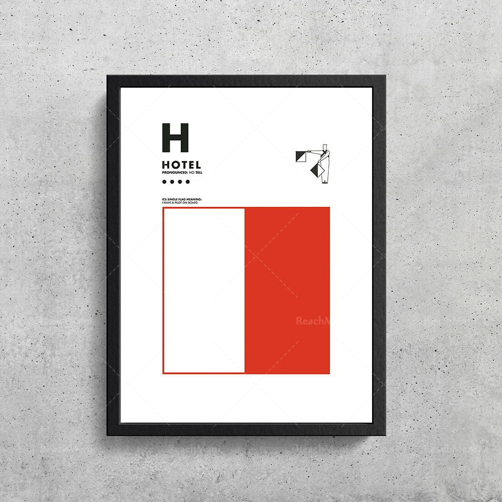 Signal flag English alphabet art prints, pinyin letters, Morse code, semaphore signs, Wes Anderson Decorative canvas print poste
