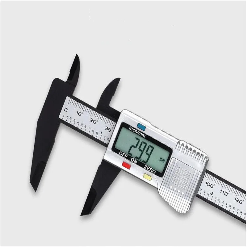 150 Mm Carbon Fiber Digital Plastic Caliper 3v Lithium Battery Jr64, With / Without Measuring Rod Gauge Thickness Jewelry Tool