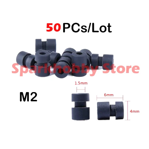 50PCS M2 Anti-Vibration Washer Rubber Damping Ball FPV Flight Control / Gimbal Camera Damper Spacer Ring for RC Drone Racing DIY