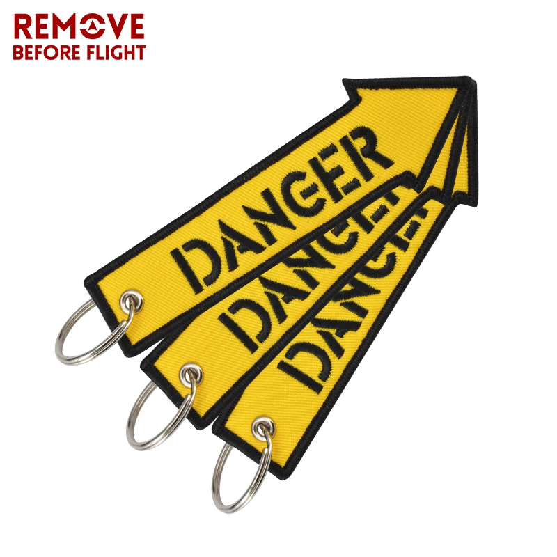 Remove Before Flight Keychain Jewelry Embroidery Danger Key Chain for Aviation Gifts Luggage Tag Fashion Yellow Key Chains