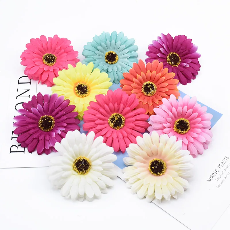 10 Pieces 10cm Silk Gerbera Wedding Decorative Flowers Wall New Year Christmas Home Decorations Wholesale Artificial Flowers