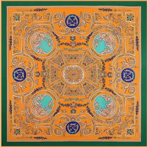 Luxury Brand Square Silk Scarf New Geometric Maze Design Winter Scarf Fashion Shawls Wrap 130*130cm Ladies Silk Scarves