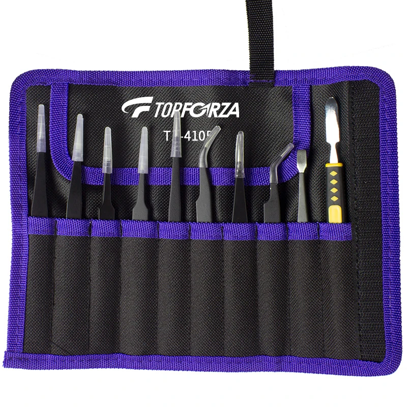 Electronic Tweezers Set Anti-Static Stainless Steel Welding Point Precision Tweezer Kit for Soldering Electronic Repair DIY Tool