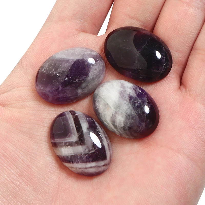 10pcs Natural Stone Oval Flatback 10x14/13x18/18x25mm Amethyst Cabochon Spacers For DIY Jewelry Making Earrings Accessories