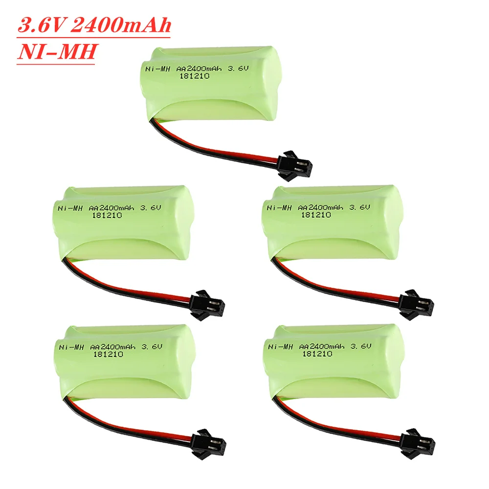 2-5Pcs Ni-MH AA 2400MAh 3.6V ชาร์จแบตเตอรี่ Pack และ3.6V USB Charger สำหรับ Mainan Mobil Rc ถังรถไฟหุ่นยนต์เรือปืนอะไหล่