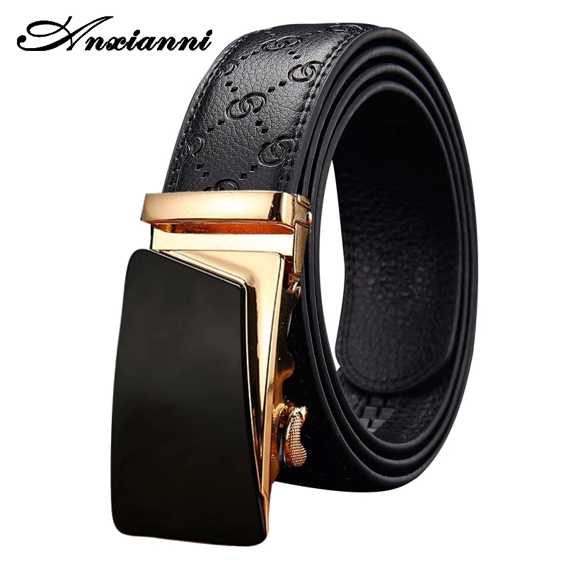 

Anxianni Brand Belt Men Top Quality Genuine Luxury Leather Belts for Men Strap Male Metal Automatic Buckle Strap Male