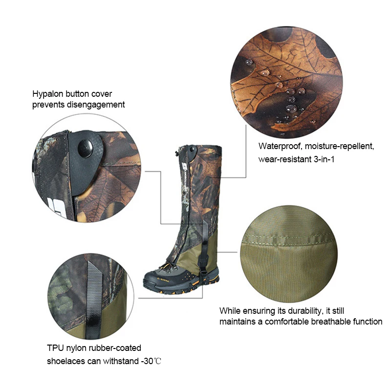 Camping Hiking Snow Legs Protection Camouflage Foot Cover Ski Boot Travel Shoe Scratch-Proof Insect Bite Leggings Gaiters