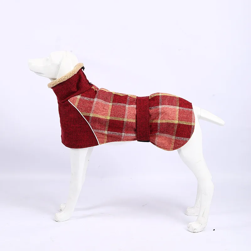 Plaid Wool Coat for Greyhound Greyhound, Reflective Cold-Proof Clothes, Suitable for Autumn and Winter