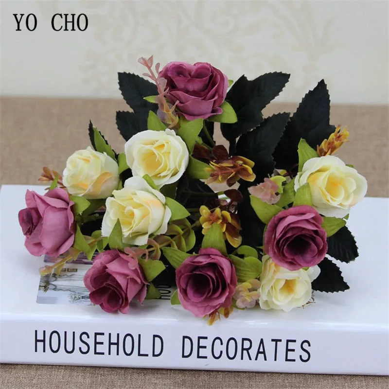 Hình Cho Mùa Thu Hoa Hồng Giả Nhân Tạo Flores Chùm Đỏ 6 Đầu Hoa Hồng Flores Nhà Cho Tiệc Cưới Hoa Lụa Hoa Hồng bó Hoa