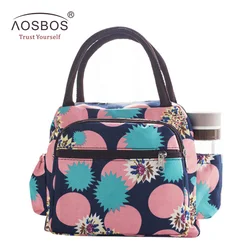 Aosbos Waterproof Picnic Lunch Bag Portable Oxford Canvas Tote Bags Food Storage Bags for Women Lunch Box Printing Thermal Bag