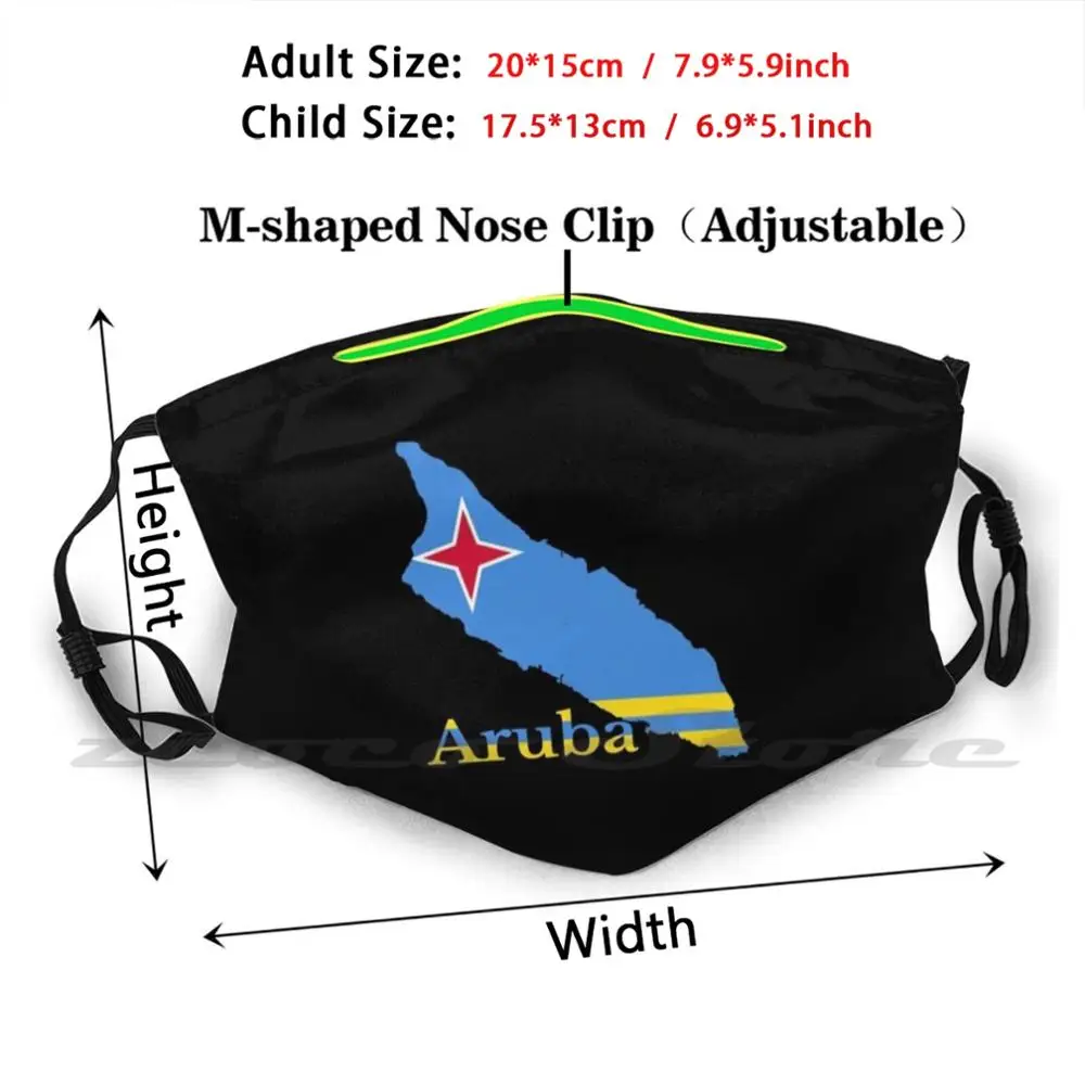 Aruba Map Flag Custom Pattern Washable Filter Pm2.5 Adult Kids Mask Aruba Map Aruba Flag Kingdom Of The Netherlands Aruban Flag