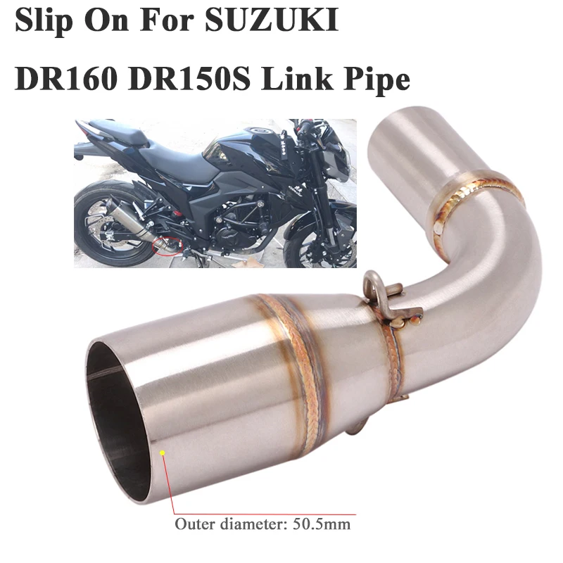 Slip On For SUZUKI DR160 DR150S Motorcycle Exhaut System Escape Modify Stainless Steel Mid Tube Link Pipe Without 51mm Muffler