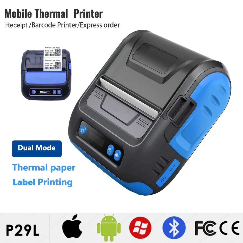 P29L USB Blue-Tooth Commercial Sticker Maker Adjustable Receipt Printing 3inch 80mm For Office Shop Express Lable Ticket Printer