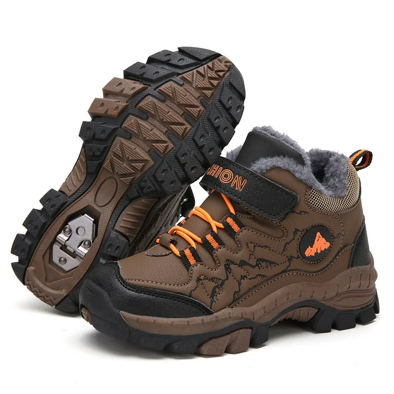 Hohe Qualität Kinder Wandern Schuhe Jungen Mädchen Outdoor Fleece Nicht-slip Warme Schuhe Winter Kinder Komfortable Wasserdichte Schnee Stiefel