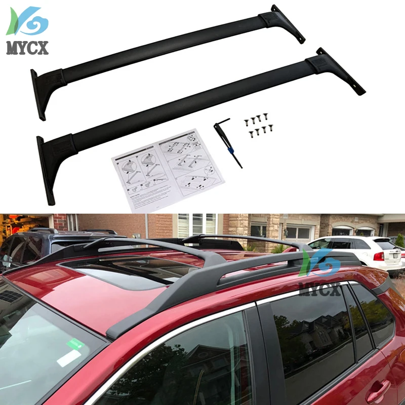 2019 2020 2021 FOR TOYOTA RAV4 RAV 4 ADVENTURE PAIR ROOF RACK TOP SIDE RAIL ALUMINUM CROSS BAR Amercian style