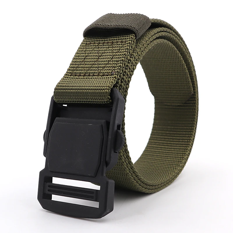 Men's Luxury Environmental Plastic Magnetic Buckle Belt Outdoor Tactical Laser Cutting nylon Belt Quick Release Ladies Belt