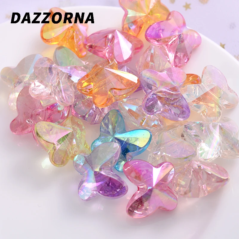 Fashion 10-50Pcs/Pack Acrylic Beads Colorful Transparent AB Butterfly Shape Loose Spacer Beads For Jewelry Makeing Diy Handmade