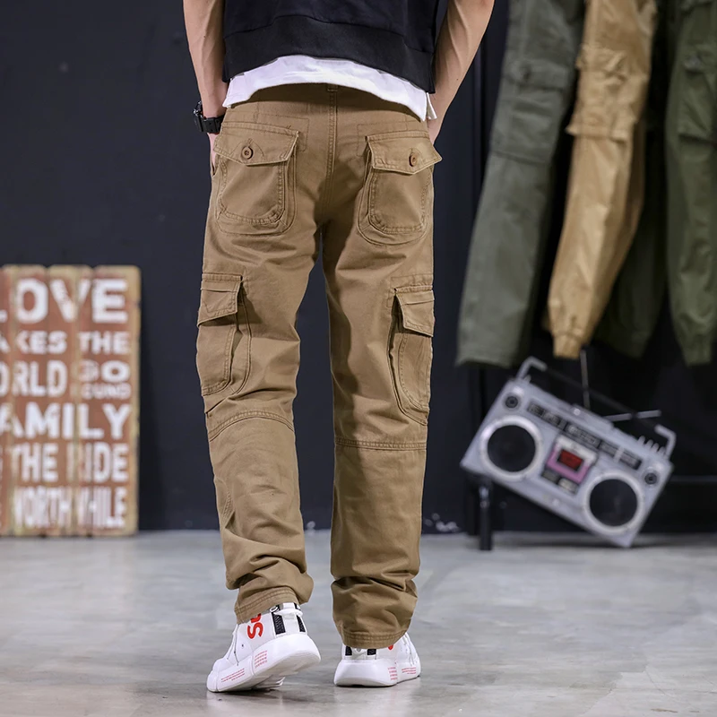 KSTUN 2023 Autumn Cargo Pants Multi-pockets Straight Cut 100% Cotton Overalls Outdoor Man Trousers Tactical Casual Pants images - 6