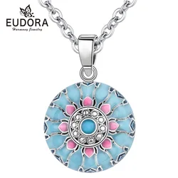 Eudora Blue Pink Lotus Harmony Ball Necklace Music Mexican Ball for Baby Mom Maternity Jewelry Spiritual Yoga Elegant Pendant