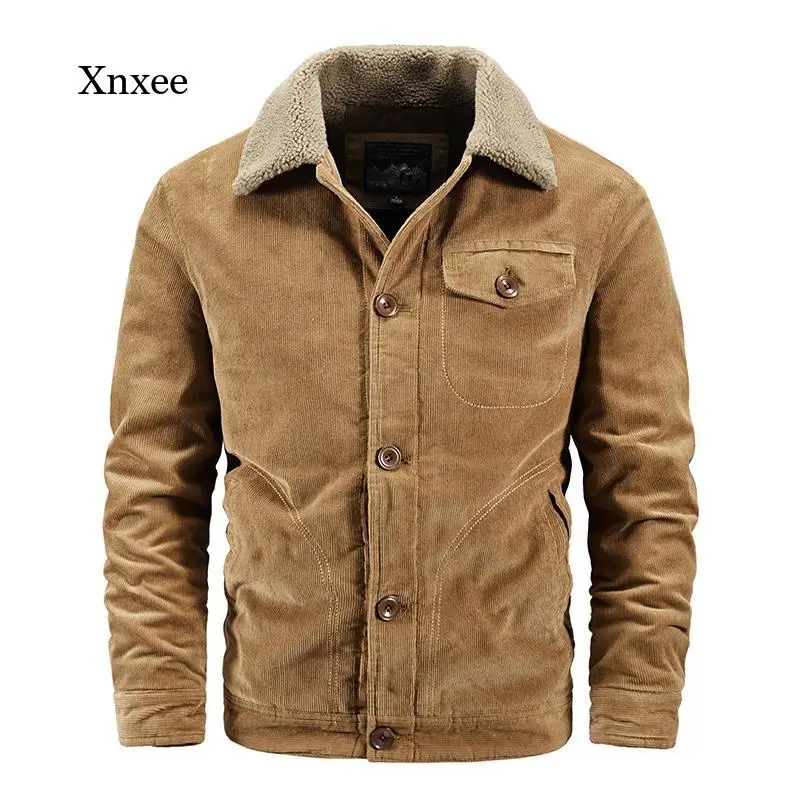 

2021 Winter Men's Fashion Jacket Corduroy Cotton Jacket New Loose Thick Warm Casual Coat