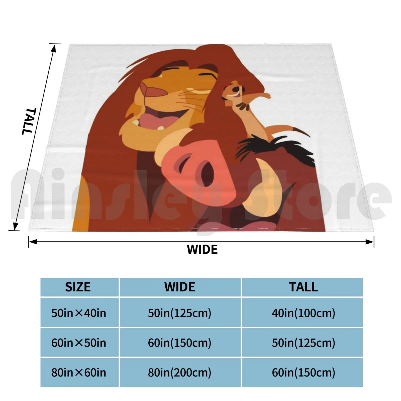 Lion King Blanket Fashion Custom Lion King Trio Simba Timon Pumba