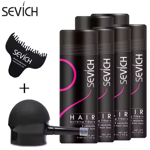 Sevich 8pcs Hair Building Fiber Set Hair Regrowth Powder *6 &amp; Applicator *1 &amp; Comb *1 for Thickening Hair Growth Keratin Fiber