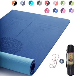 Polymères de yoga TPE avec ligne de position, 6mm, double couche, tapis d'exercice sportif pour maire, intérieur, salle de sport à domicile, fitness, AqPilates