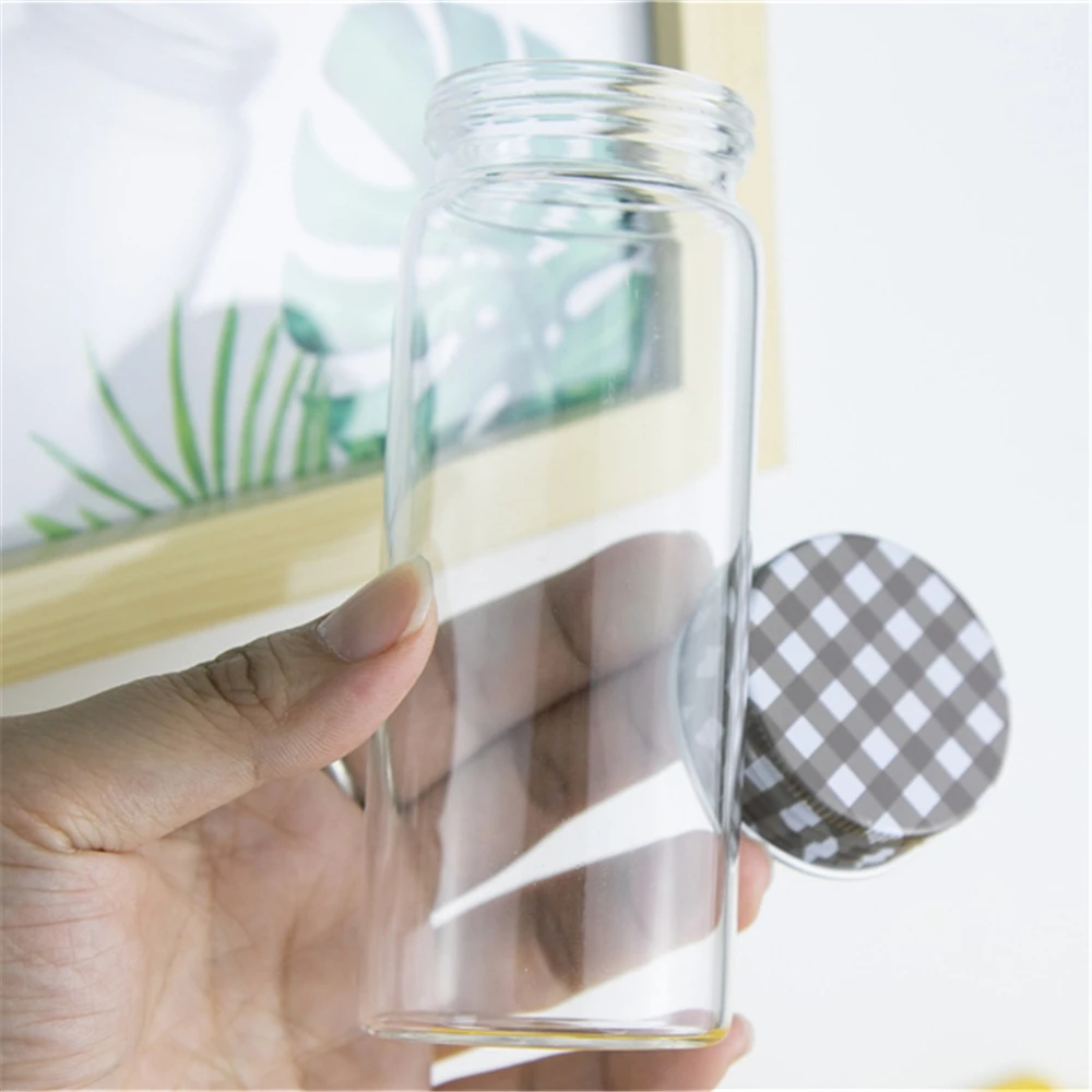 

150ml Hyaline Glass Vial with Brown Aluminum Cap Gifts Crafts Candy Food Cans Wishing Bottle Refillable Empty Cosmetic Jar 6Pcs