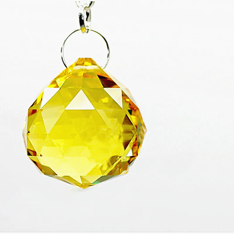 Top Quality 10PCS/lot Sparkle Golden Color 30mm Crystal Faceted Balls Glass Chandelier Pendants/ Crystal Lamp Parts (Free Rings)