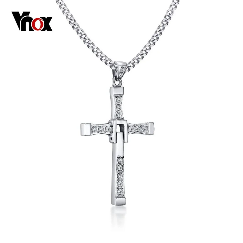 Vnox 316l Stainless Steel Cross Necklace Pendant The Fast and the Furious 8 Top Quality for Good Taste Male Gift