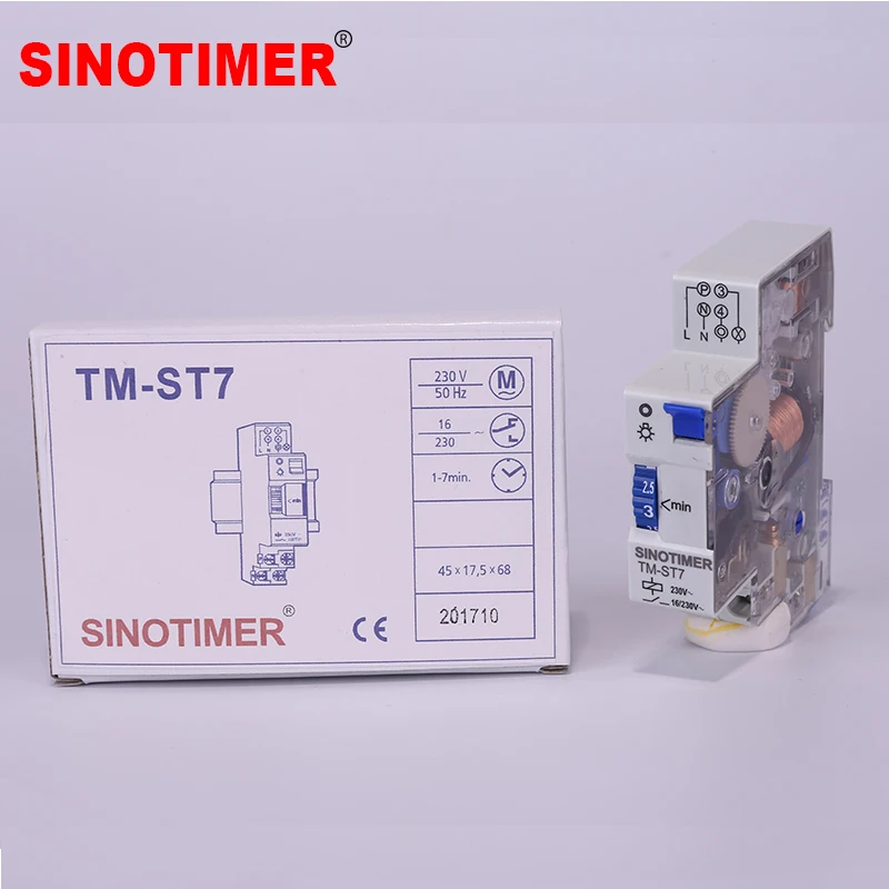 18mm Single Module 20 Minutes or 7 Minutes Interval DIN Rail Staircase Timer Switch for Staircase Lighting Time Controls 220V AC