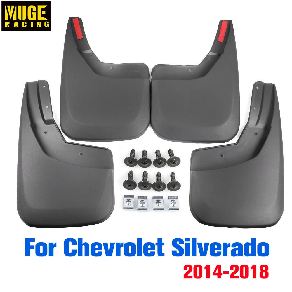 4pcs Heavy Duty Molded Splash Mud Flaps Guards Fender For Chevrolet Silverado 2014-2018 Front And Rear Mudguard RS-LKT053