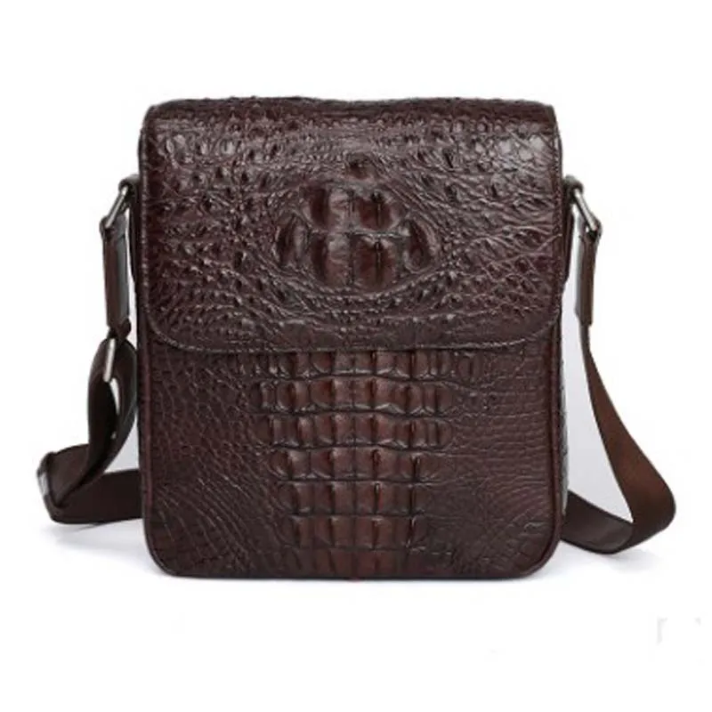 hujingsha Thai men's crocodile skin single-shoulder bag simple casual leather zipper large capacity cross-body bag man bag