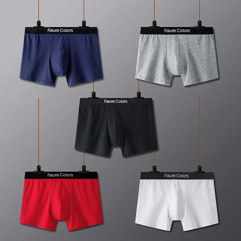 

4pcs/lot FC Men's underwear pure cotton breathable U convex boxer shorts young student fashion low waist short Trunk fashion