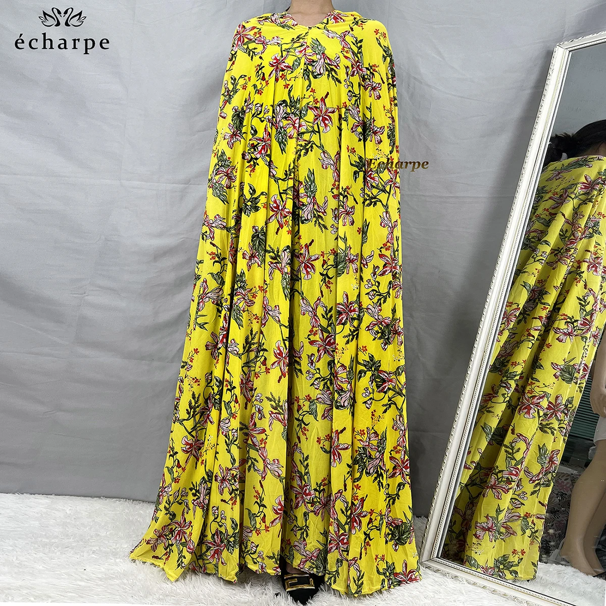 Sleeveless Pullover Dress 1 Piece Set Women Prayer Garment Dubai Abaya Arab Jibab Flowers Djellaba Femmel Khimar Caftan Clothes
