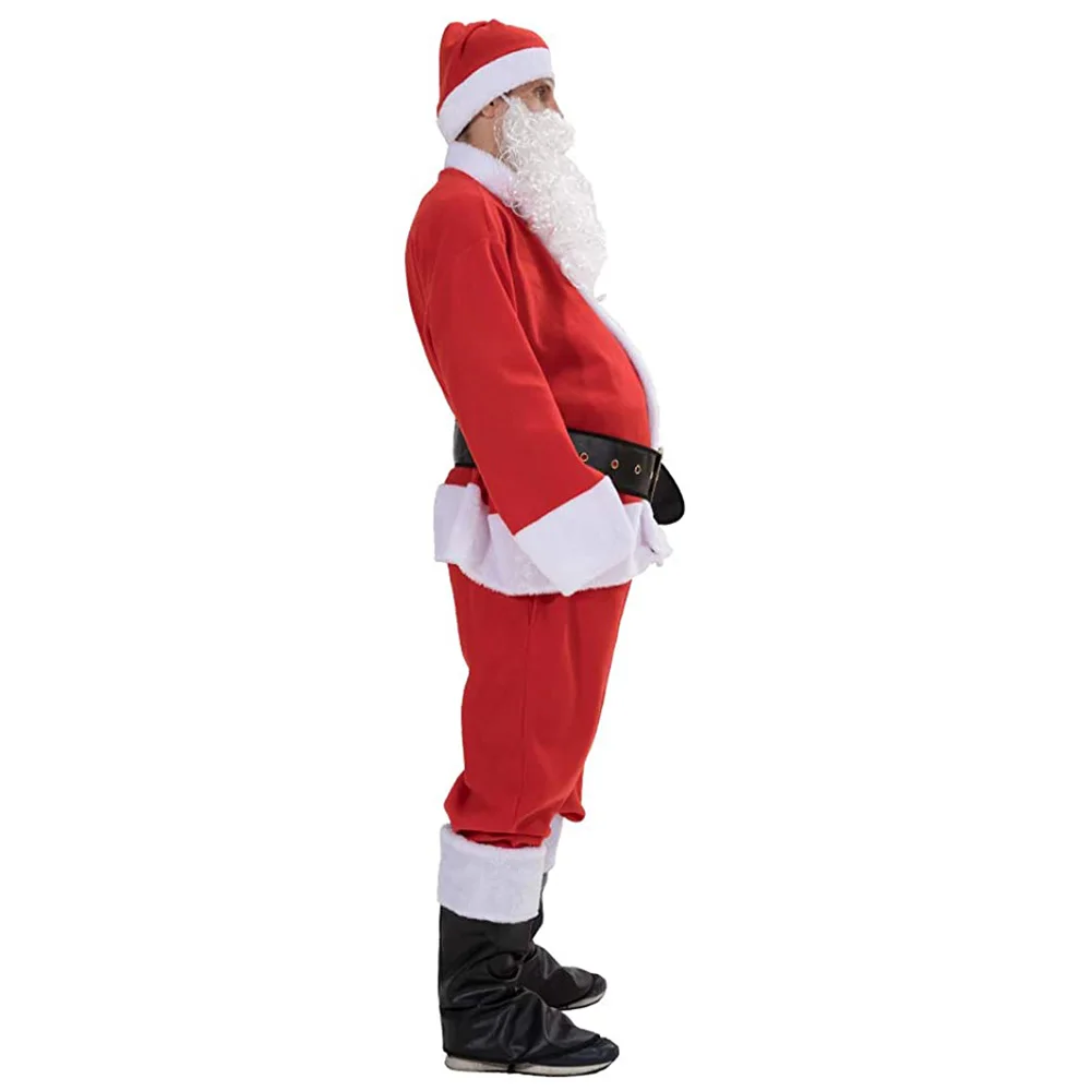 Deluxe männer Santa Claus Cosplay Kostüm Erwachsene Weihnachten Neue Jahr Anzüge