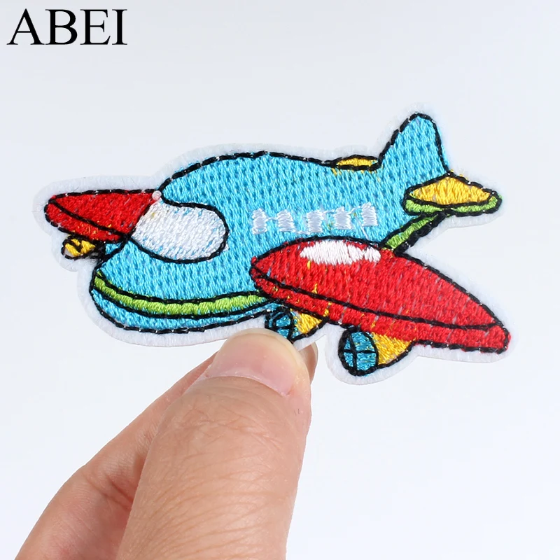 10pcs Iron On Airplane Patches Cartoon Stickers DIY Embroidered Clothes Jeans Backpack Shirts Fabric Appliques Sewing Patch